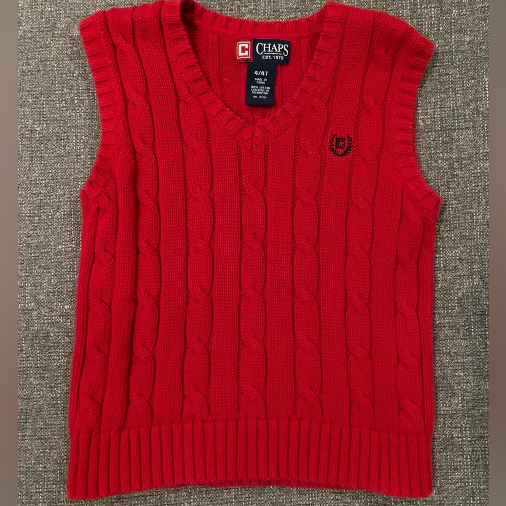 Boys Chaps Cable Knit Sweater Vest Size 4T